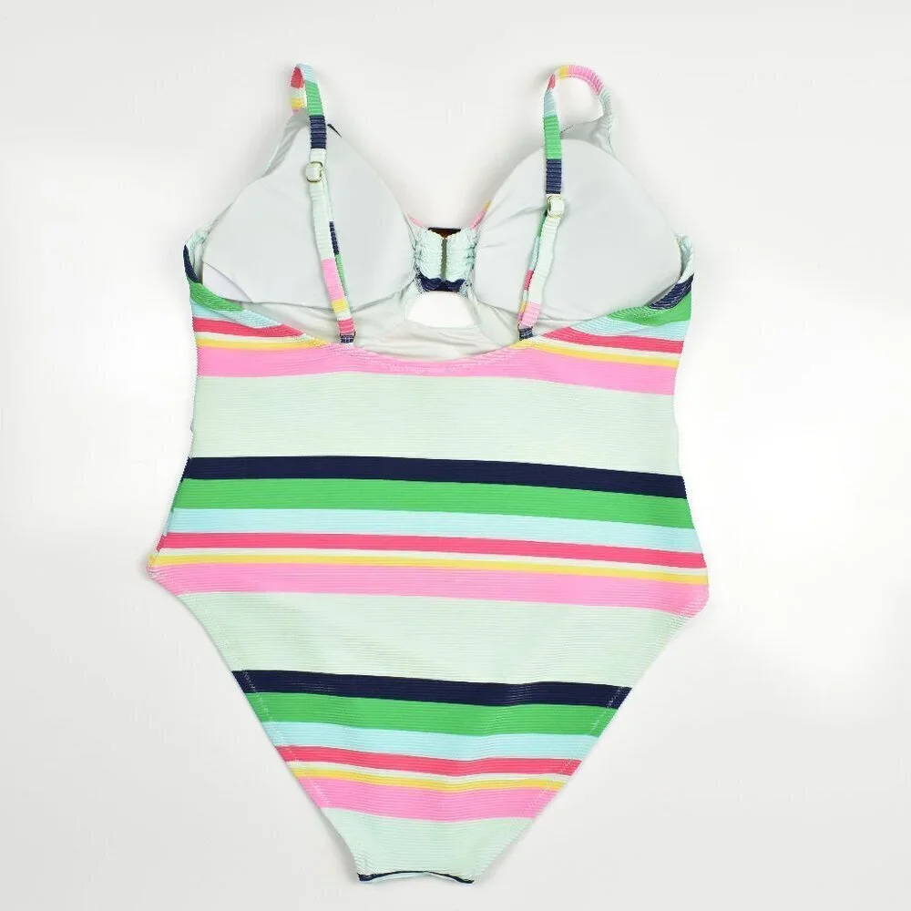 Trina Turk Ribbed Rainbow Deco Stripe One Piece Swimsuit - 14 - Picture 5 of 8